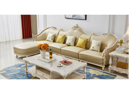 Hoekbank Bank Bank Bekleding Woonlandschap Sofa-set L-vorm Massief hout