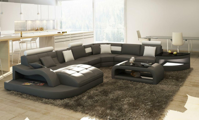 Luxe design hoekbank leren bank bank bekleding woonlandschap leer.