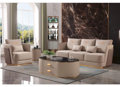 Volledige set bankstel 3+1 + salontafel bijzettafel designer woonlandschap