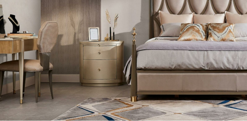 Bed 2x Nightstand 3-piece bedroom set Design Modern Classic Solid Wood