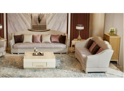 Bankstel 4 2-zits set Ontwerp bank Beklede banken Bank Massief hout