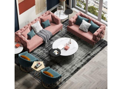 Rosa Chesterfield woonlandschap ontworpen bankstellen loungebanken 3+2 zits set.