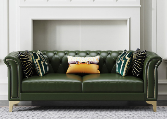 Donkergroene Chesterfield bankstel 3+2 zits Moderne gestoffeerde woonlandschapbanken