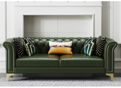 Donkergroene Chesterfield bankstel 3+2 zits Moderne gestoffeerde woonlandschapbanken