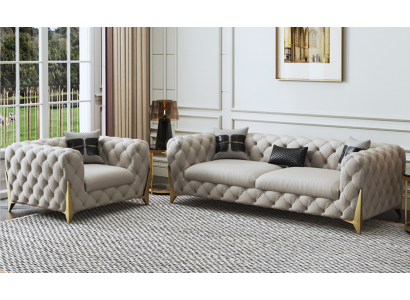 Sofaset Groot Set 3+1 Zits Lederen Bank Bankstel Design Bankstellen