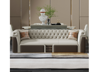 Bank Driepersoons Bankstel Stijl Modern Gestoffeerd Chesterfield Leer Bankstellen.