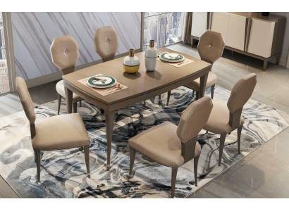 Compleet set eettafel 6 stoelen eetkamerset eetgroep houten tafel massief hout