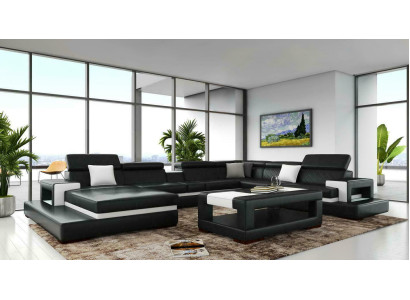 XXL Leren hoekbank Ontwerp Grote bank Bank Bekleding Hoek Stoel Decor Set  XXL Leren hoekbank Ontwerp Grote bank Bank Bekleding Hoek Stoel Decor Set