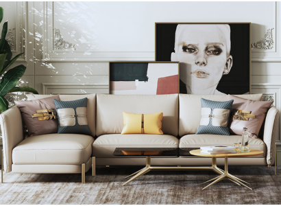 Designer bankstel bank hoekbank met poef bekleding woonlandschap