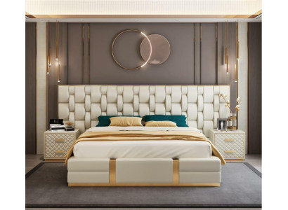 Roestvrijstalen luxueus bed, metalen lederen bedden, hotel Chesterfield 180x200.