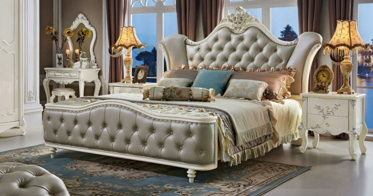 Bed Polsterbed Hout Luxe Chesterfield Leder Bedden Slaapkamer Massief hout