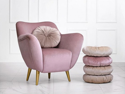 Fauteuil Stoel Oorfauteuil 1-Zits Zitting Stof Luxe Woonkamer Modern Roze