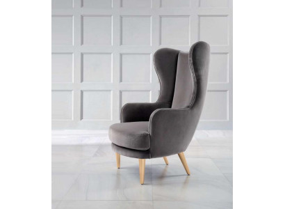 Oorfauteuil Fauteuil Clubfauteuil Cocktailsfauteuil Luxe Zitter Grijs Stoel Woonkamer