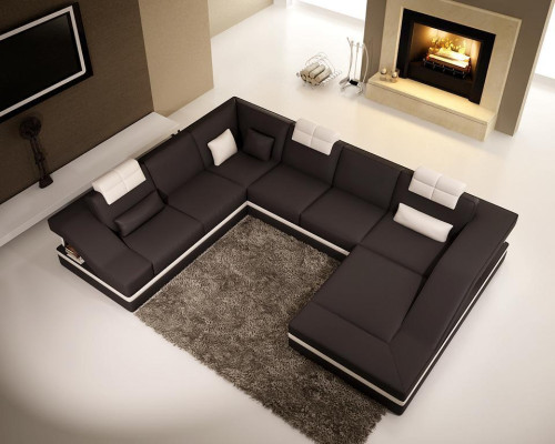 Ontwerp Hoek Groot End Sofa Bank XXL Lederen Bankstellen Decor Set
