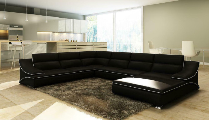 Ontwerp XXL Grote Hoekbank met Grote Kussens Leren Hoekbank Bankstel Sofaset