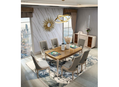 Eettafel set tafel 4x stoelen eetkamer set tafel massief hout leer 5-delig