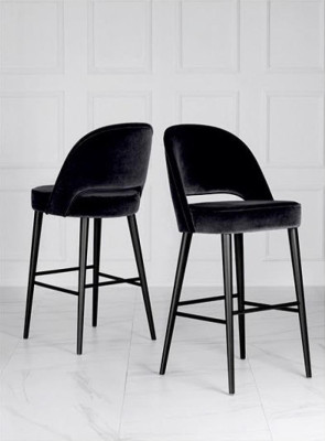 Barkruk Kruk Barkruk Stoel Modern Polyester Zwart Stof Hout Ontwerp Nieuw