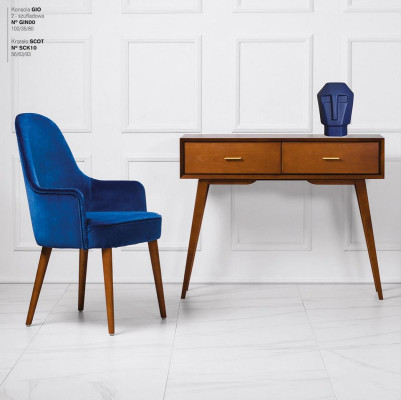 Eetkamerstoel Stoel Fauteuil Zitter 1 Zitmeubelstoel Stof Blauw Eetkamer Hout
