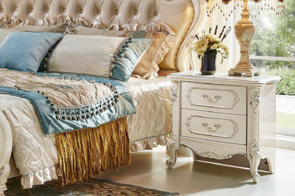 Barok Rococo Slaapkamerset Bed Nachtkastje Kledingkast 6-delig. Massief hout
