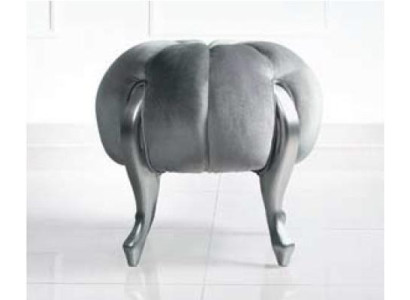 Luxe poef voetenbank van polyester woonkamer zitplaats stof grijs Luxe bank fluweel