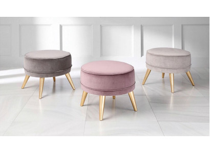 Poef Poef Ottomaan Poef Modern Luxe Stof Ontwerp Woonkamer Roze Ronde