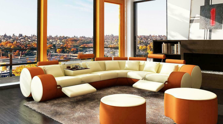 XXL Multifunctionele Leren Bank Grote Bank Gestoffeerde Hoekbank Decor Moderne