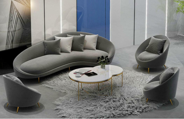 Hoekbank + fauteuil woonlandschap Relax zitmeubel design bank loungebanken textiel fluweel