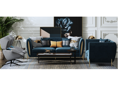 Bankstel 3+1 zits set Designbanken Bekleedde bankstellen Textiel Relax Luxe