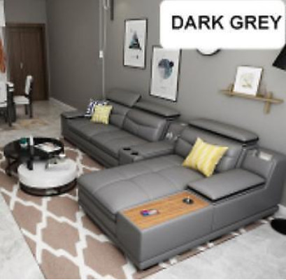 Moderne L-vormige hoekbank met hoek, gestoffeerde bank, zitbank, bankstellen, woonlandschap, bank, nieuw