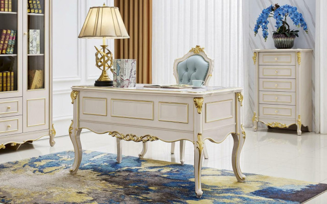 Bureau set bureau stoel inrichting klassiek dressoir kast massief hout