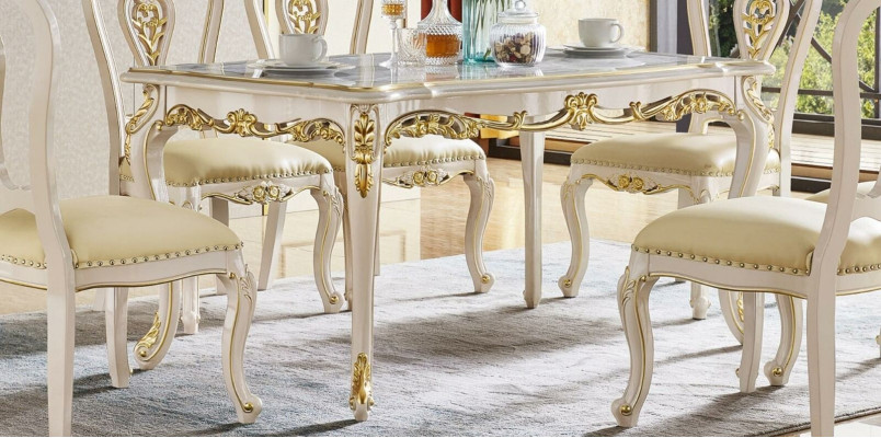 Barok eettafel tafel woonkamergroep set hout eetkamer design tafels