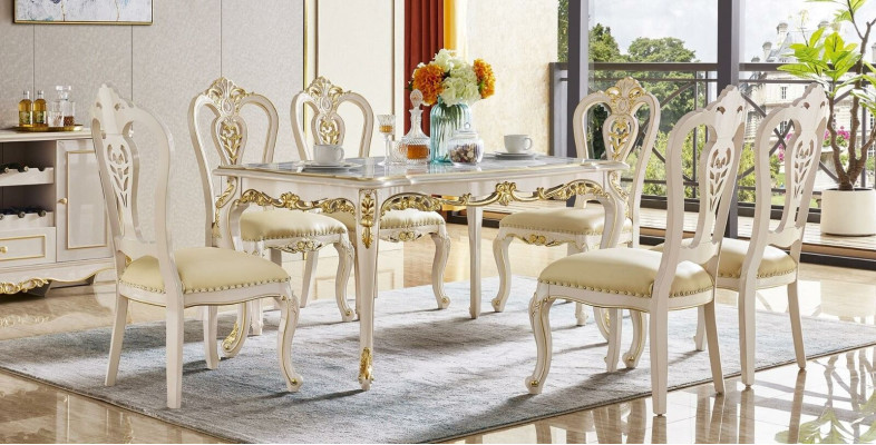 Barok eettafel tafel woonkamergroep set hout eetkamer design tafels