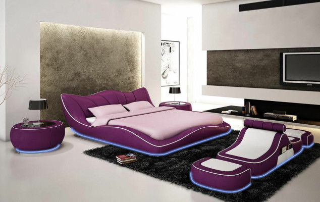 Modern ontwerp bed XXL Decoratieve bedden Luxe stijl Dubbel hotel leder