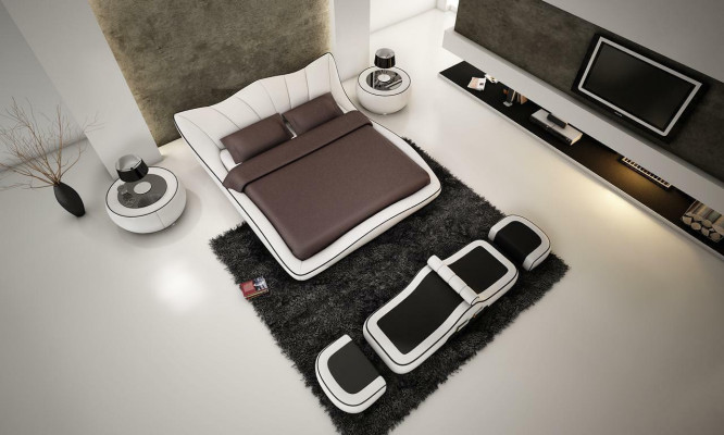 Modern ontwerp bed XXL Decoratieve bedden Luxe stijl Dubbel hotel leder