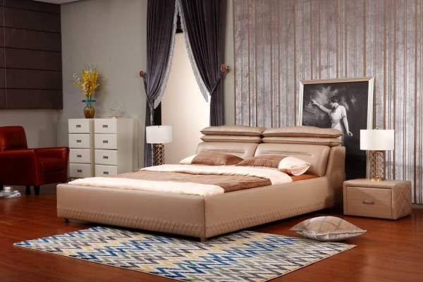 Modern ontwerp bed XXL luxe hotelbedden stijl dubbel leer 140 160.