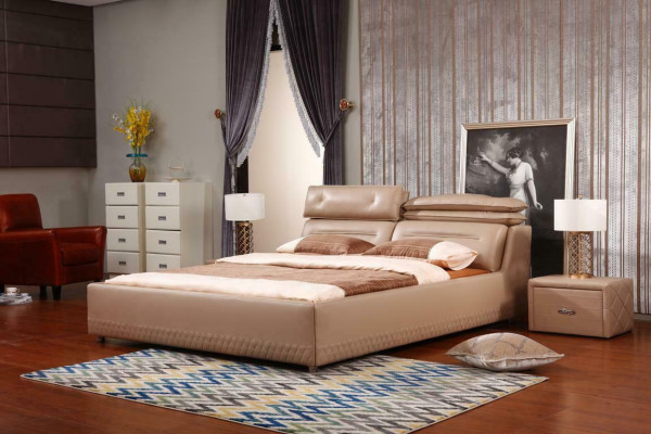 Modern ontwerp bed XXL luxe hotelbedden stijl dubbel leer 140 160.