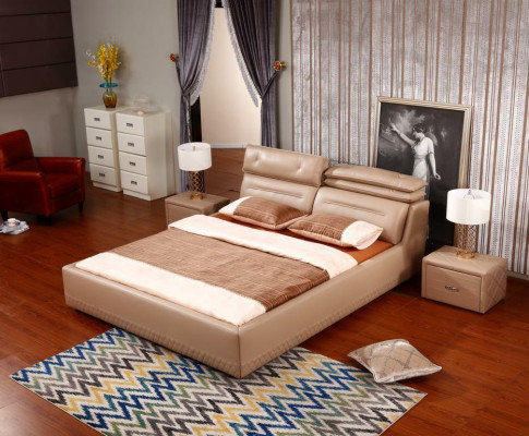 Modern ontwerp bed XXL luxe hotelbedden stijl dubbel leer 140 160.