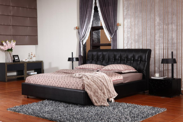 Ontwerper slaapkamer tweepersoonsbed bedden leren hotel luxe bekleding