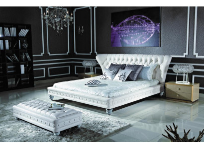 Ontwerper tweepersoonsbed bed bedden leer Chesterfield hotel luxe slaapkamer