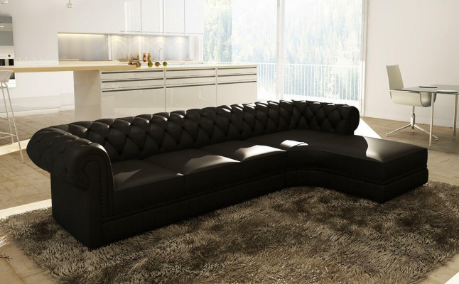 Klassieke Chesterfield gestoffeerde zithoek lederen zithoek woonkamerensemble