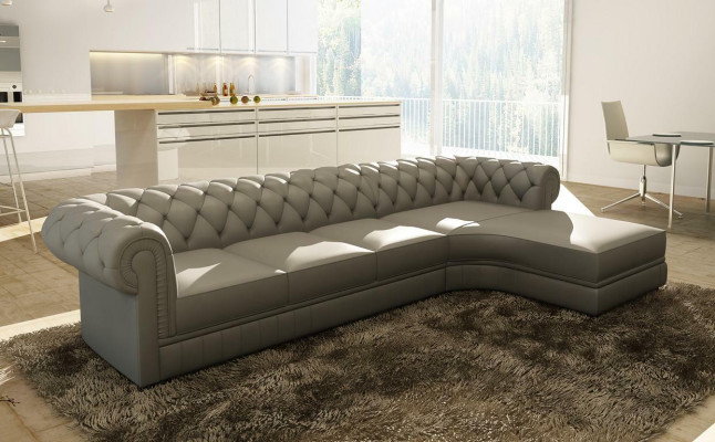 Klassieke Chesterfield gestoffeerde zithoek lederen zithoek woonkamerensemble