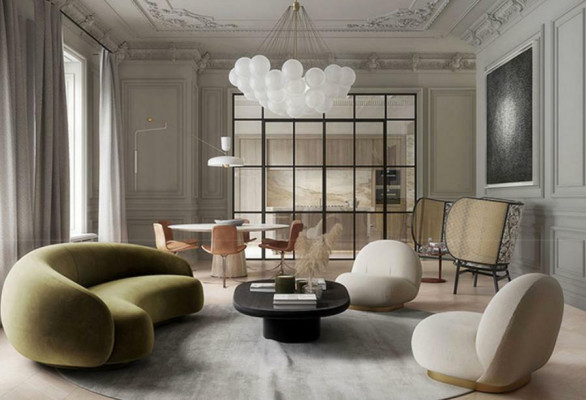 Ontwerp bank lounge bankstellen fluwelen bank 3 zits stof ronde club meubels hoekbankstellen