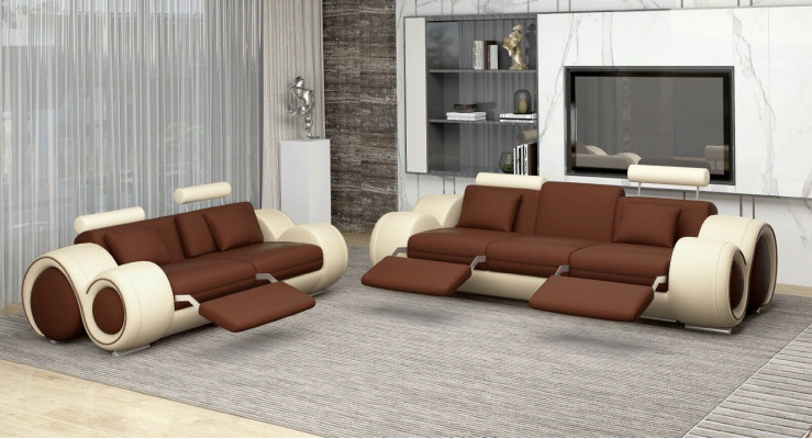 Sofaset Design Bankstel 3+2 Set Gestoffeerde Bank Lederen Woonkamersets
