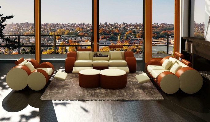 Sofa set Design Bankstel 3+2 Set Bekleding Leer Bank Woonkamersets