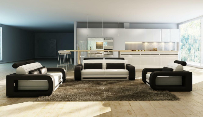 Leren bankstel Hoekbank Woonlandschap 3+2 zits Ontwerp Moderne bank Bankstel