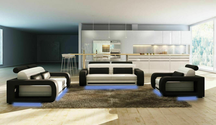 Leren bankstel Hoekbank Woonlandschap 3+2 zits Ontwerp Moderne bank Bankstel