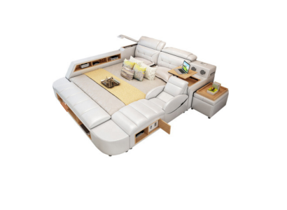 Dubbel Luxe Design Lederen Bed Overtrekbed USB Hotel Multifunctioneel