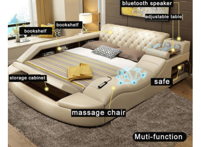 Multifunctioneel bed luxe ontwerp lederen bedden hotel dubbele plank