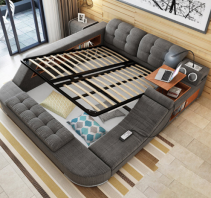 Ontwerpbed lederen gestoffeerde bedden hotel massagefunctie multifunctioneel.