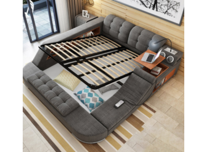 Ontwerpbed lederen gestoffeerde bedden hotel massagefunctie multifunctioneel.